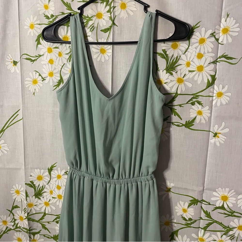 Show me your mumu kendall v neck low back side slit sea foam teal side slit maxi - Picture 5 of 9